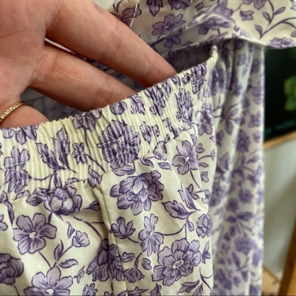 Gal Meets Glam Purple Lilac Floral Wide Leg Etta Double Tie Back Jumpsuit 8 - Picture 11 of 16